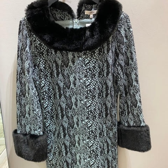 Tyler Boe Dresses & Skirts - Fur Trim Snakeskin Dress